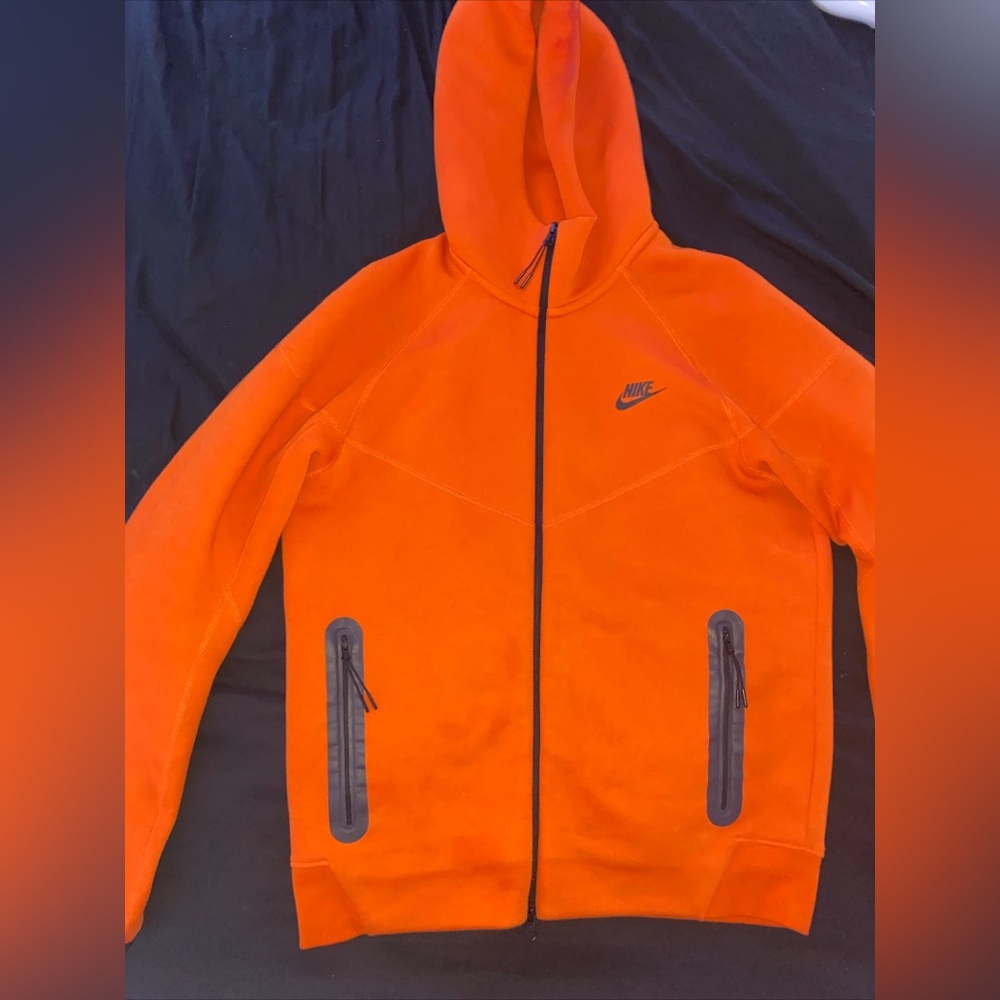 Orange Nike Tech Fleece Zip-Up Hoodie